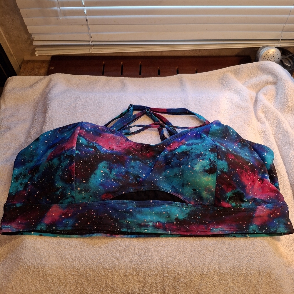 Torrid 4/4X Galaxy Racerback Bikini Top Sports Bra Structured Cup Side Boning